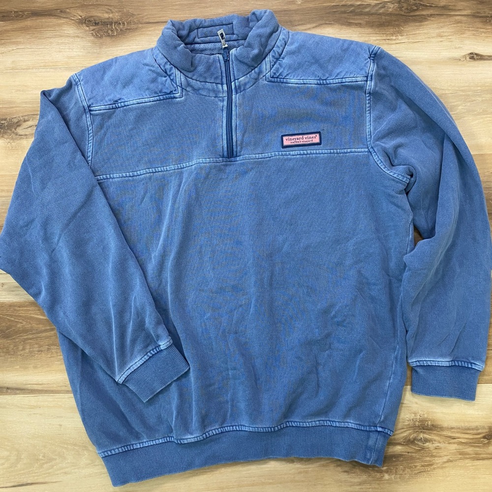 Vineyard Vines Quarter Zip Sweatshirt XL Pullover Cotton Shep Shirt Blue